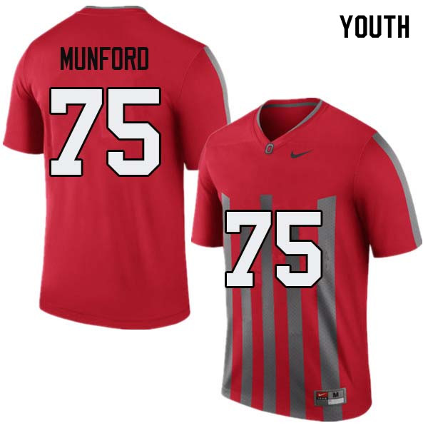 Ohio State Buckeyes Thayer Munford Youth #75 Throwback Authentic Stitched College Football Jersey